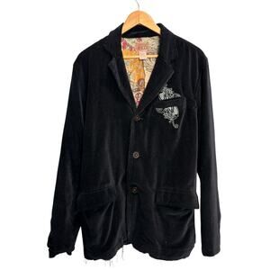 Vintage Red (brand) Black Distressed Whimsigoth 3 Button Lined Blazer sz M